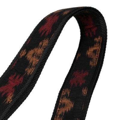 Alternate image for Ikat-Patterned Adjustable Brown and Red Cotton Bag Strap Bond to Klungkung