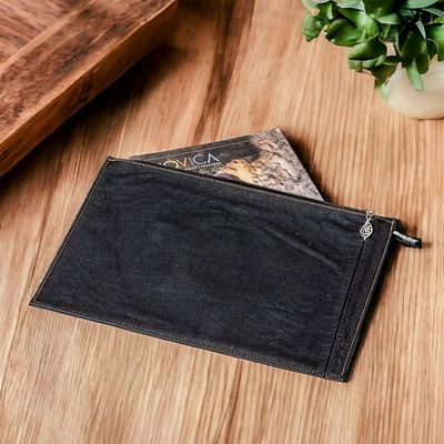 Alternate image for 100 Recycled Leather Cosmetic Bag with Zippered Closure Refined Space