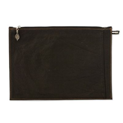 Alternate image for 100 Recycled Leather Cosmetic Bag with Zippered Closure Refined Space