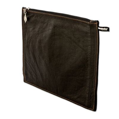 Alternate image for 100 Recycled Leather Cosmetic Bag with Zippered Closure Refined Space