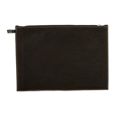 Alternate image for 100 Recycled Leather Cosmetic Bag with Zippered Closure Refined Space