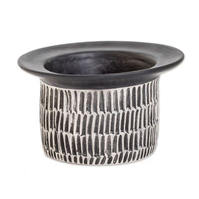 Alternate image for Artisan-Made Textured Ceramic Vase Hand-Painted in Guatemala Festival of Flowers in Black