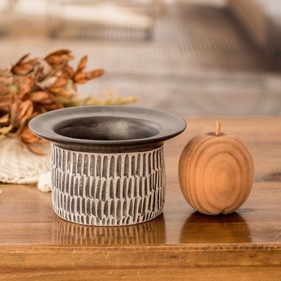 Alternate image for Artisan-Made Textured Ceramic Vase Hand-Painted in Guatemala Festival of Flowers in Black