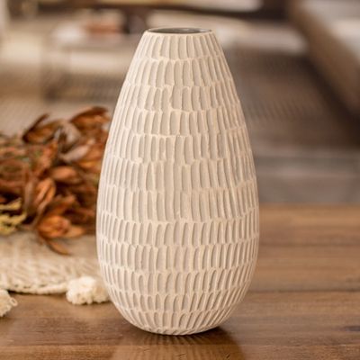 Alternate image for Hand-Painted Modern Ceramic Vase in Ivory and Grey Artisanal Elegance in Grey
