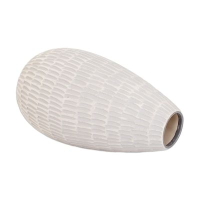 Alternate image for Hand-Painted Modern Ceramic Vase in Ivory and Grey Artisanal Elegance in Grey