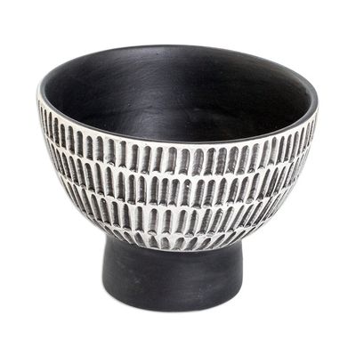 Alternate image for Ivory and Black Textured Ceramic Vase Handmade in Guatemala Harmonious Symphony in Black