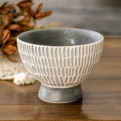 Alternate image for Guatemalan Handcrafted Textured Ivory and Grey Ceramic Vase Harmonious Symphony in Grey