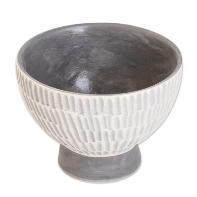 Alternate image for Guatemalan Handcrafted Textured Ivory and Grey Ceramic Vase Harmonious Symphony in Grey