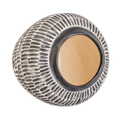 Alternate image for Modern Textured Ceramic Vase with Hand-Painted Black Accents Floral Universe in Black