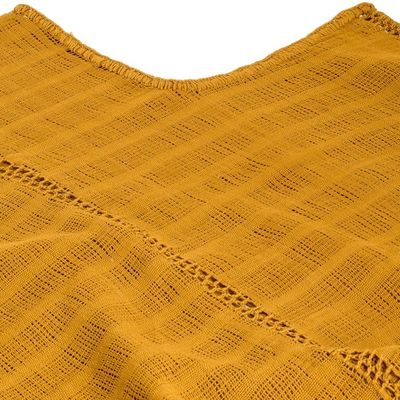 Alternate image for Hand-Woven Yellow Cotton Poncho with Tassels from Guatemala Golden Flair