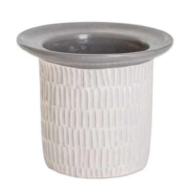 Alternate image for Handcrafted Modern Watertight Ceramic Vase from Guatemala Chic Corner in Grey