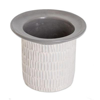 Alternate image for Handcrafted Modern Watertight Ceramic Vase from Guatemala Chic Corner in Grey