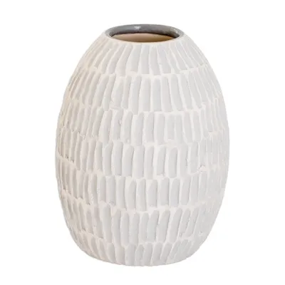 Alternate image for Ivory and Grey Textured Ceramic Vase Handmade in Guatemala Dreams of Nature in Grey