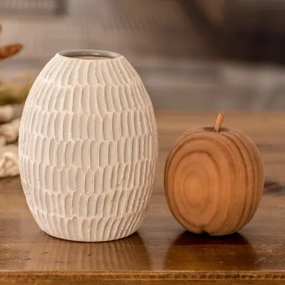 Alternate image for Ivory and Grey Textured Ceramic Vase Handmade in Guatemala Dreams of Nature in Grey