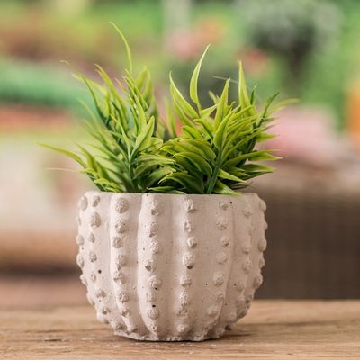 Alternate image for Handcrafted Cactus-Shaped Cement Flower Pot from El Salvador Cactus Spaces