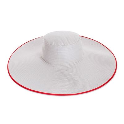 Alternate image for Traditional Cotton Sun Hat with Red Piping and 6-Inch Brim Guanacaste World