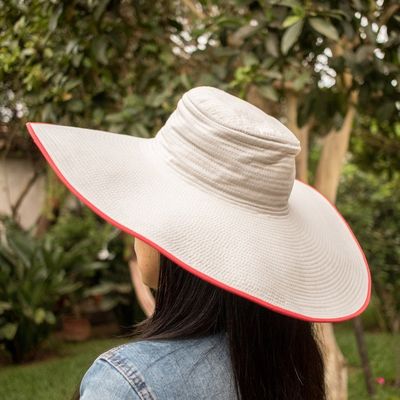 Alternate image for Traditional Cotton Sun Hat with Red Piping and 6-Inch Brim Guanacaste World