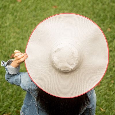 Alternate image for Traditional Cotton Sun Hat with Red Piping and 6-Inch Brim Guanacaste World