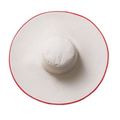 Alternate image for Traditional Cotton Sun Hat with Red Piping and 6-Inch Brim Guanacaste World