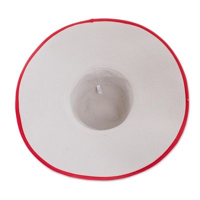 Alternate image for Traditional Cotton Sun Hat with Red Piping and 6-Inch Brim Guanacaste World