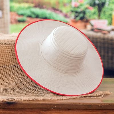 Alternate image for Traditional Cotton Sun Hat with Red Piping and 4-Inch Brim Guanacaste World