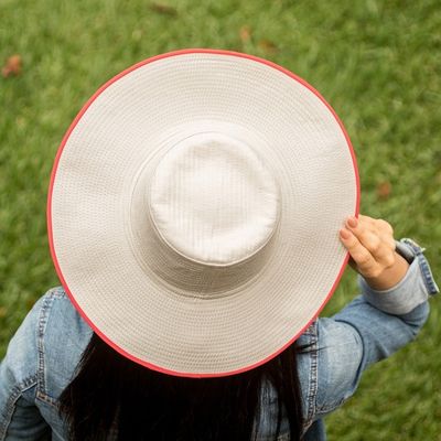 Alternate image for Traditional Cotton Sun Hat with Red Piping and 4-Inch Brim Guanacaste World