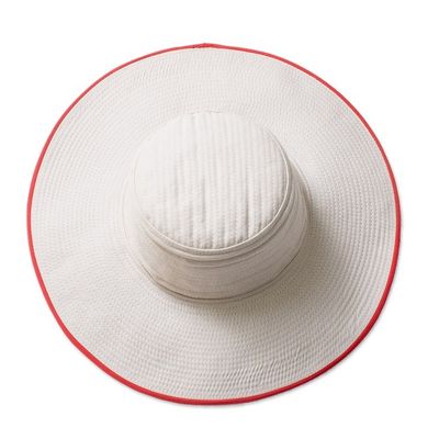 Alternate image for Traditional Cotton Sun Hat with Red Piping and 4-Inch Brim Guanacaste World