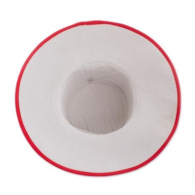 Alternate image for Traditional Cotton Sun Hat with Red Piping and 4-Inch Brim Guanacaste World