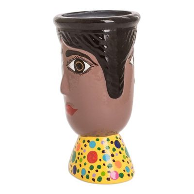Alternate image for Hand-Painted Dotted Ceramic Flower Pot from Guatemala Santa Catarinas Giant