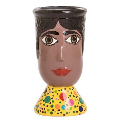 Alternate image for Hand-Painted Dotted Ceramic Flower Pot from Guatemala Santa Catarinas Giant
