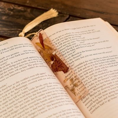 Alternate image for Handcrafted Floral Brown Resin Bookmark with Nylon Tassel Autumn Realm
