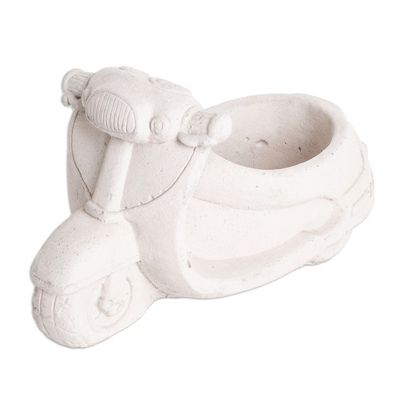 Alternate image for Handcrafted Whimsical Classic Scooter Cement Flower Pot Evergreen Scooter