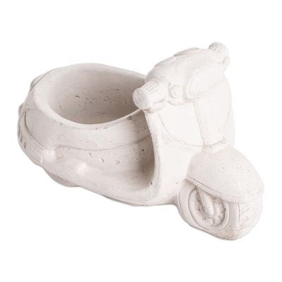 Alternate image for Handcrafted Whimsical Classic Scooter Cement Flower Pot Evergreen Scooter