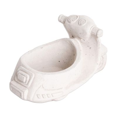 Alternate image for Handcrafted Whimsical Classic Scooter Cement Flower Pot Evergreen Scooter