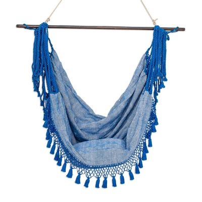 Alternate image for Artisan Crafted Blue Cotton Hammock Chair Take Me to the Beach