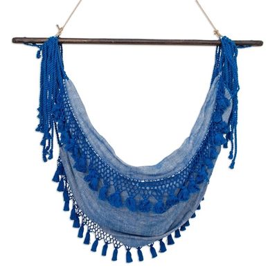 Alternate image for Artisan Crafted Blue Cotton Hammock Chair Take Me to the Beach