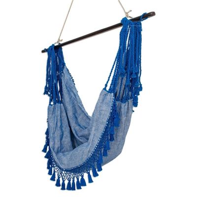 Alternate image for Artisan Crafted Blue Cotton Hammock Chair Take Me to the Beach