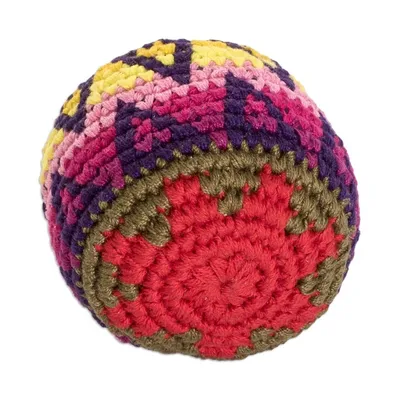 Alternate image for Handknit Multicolor Cotton Hacky Sack from Guatemala Geometric Mix