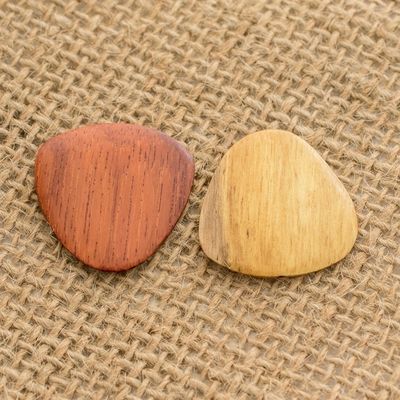 Alternate image for Reclaimed Natural Tropical Wood Guitar Picks Pair Eco-Beat