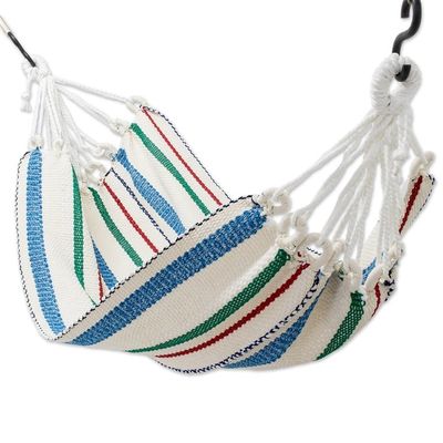 Alternate image for Striped Handwoven Recycled Cotton Blend Single Hammock Relaxing Summer