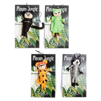 Alternate image for Set of 4 Handcrafted Cotton and Cibaque Animal Worry Dolls My Jungle Friends