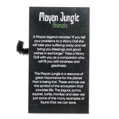 Alternate image for Set of 4 Handcrafted Cotton and Cibaque Animal Worry Dolls My Jungle Friends