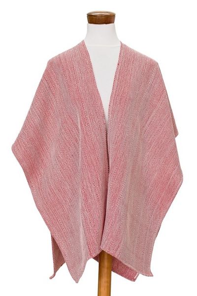 Alternate image for Strawberry Ruana Made with 100 Cotton in El Salvador Strawberry Cojutepeque