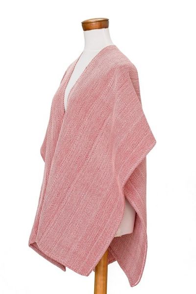 Alternate image for Strawberry Ruana Made with 100 Cotton in El Salvador Strawberry Cojutepeque