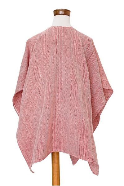 Alternate image for Strawberry Ruana Made with 100 Cotton in El Salvador Strawberry Cojutepeque