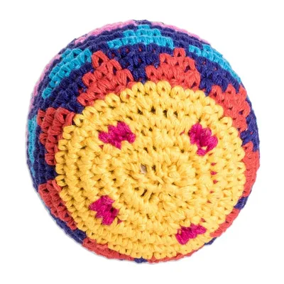 Alternate image for Multicolored Cotton Footbag from Guatemala Mountain Colors