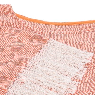 Alternate image for Handloomed Cotton Poncho in Orange Tones from El Salvador Orange Sand