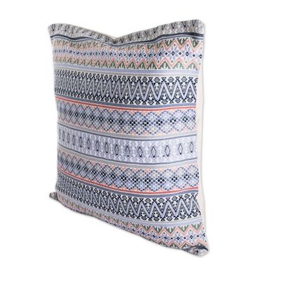 Alternate image for Blue Cotton Cushion Cover Handloomed in Guatemala Big Reef