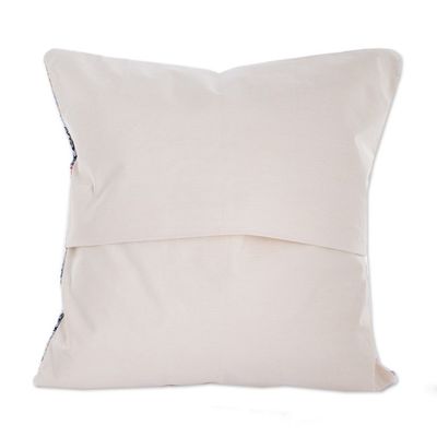 Alternate image for Blue Cotton Cushion Cover Handloomed in Guatemala Big Reef