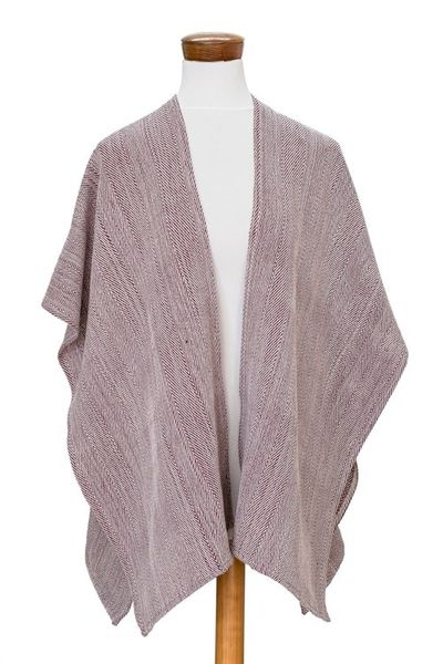 Alternate image for Striped Mahogany Ruana Made with 100 Cotton in El Salvador Mahogany Cojutepeque